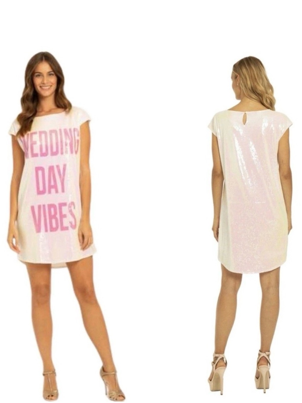 Hayley Paige Occasions Pink Sequin 'Wedding Day Vibes' Shift Dress